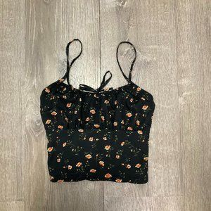 black floral cropped tank top